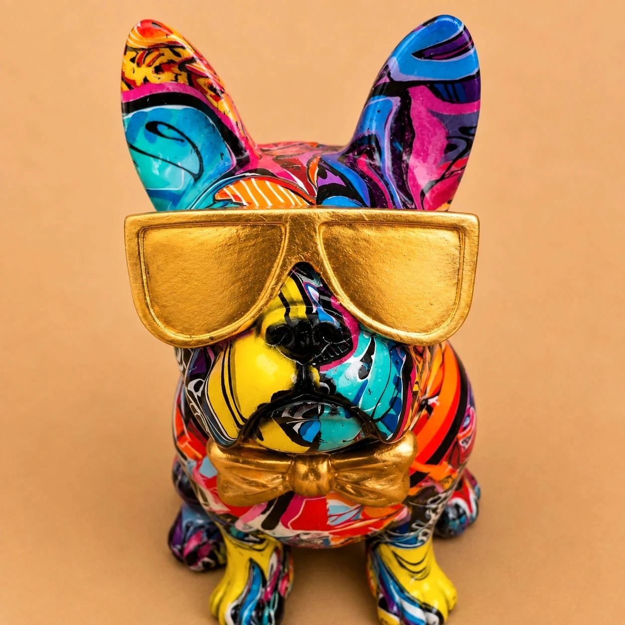 🐶 French Bulldog Pop Art Graffiti – Gold Glasses – 25 cm – photo 3
